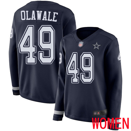 Women Dallas Cowboys Limited Navy Blue Jamize Olawale #49 Therma Long Sleeve NFL Jersey->women nfl jersey->Women Jersey
